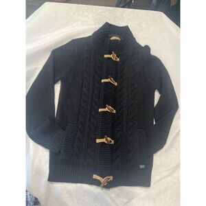 Petrol Industries Men's Cardigan M Black Stand-Up Collar Zip And Toggle Closure